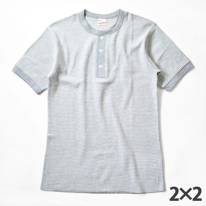 Healthknit Basic Thermal Border henry neck S/S T-shirt ベーシックサーマル ボーダーヘンリーネック  半袖Tシャツ | Mr.Mojo(ミスターモジョ)