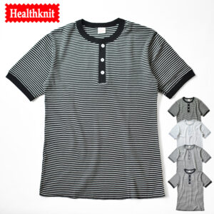 Healthknit Basic Thermal Border henry neck S/S T-shirt ベーシックサーマル ボーダーヘンリーネック 半袖Tシャツ