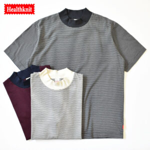 Healthknit short sleeve mock neck Narrow Border T-shirt  ヘルスニット 半袖 モックネック ナローボーダーTシャツ 51007
