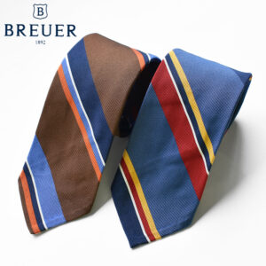 【50％OFF】BREUER silk cotton stripe tie ブリュワーシルク コットン ストライプ ネクタイ 277-79726