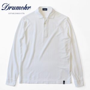 Drumohr cotton solid crew neck long sleeve POLO shirt ドルモア コットン ソリッド クルーネック ポロシャツ DTJ204