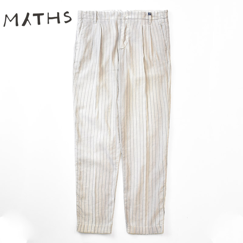 60％OFF】MYTHS Linen cotton 1Pleat stripe pants ミース リネン 