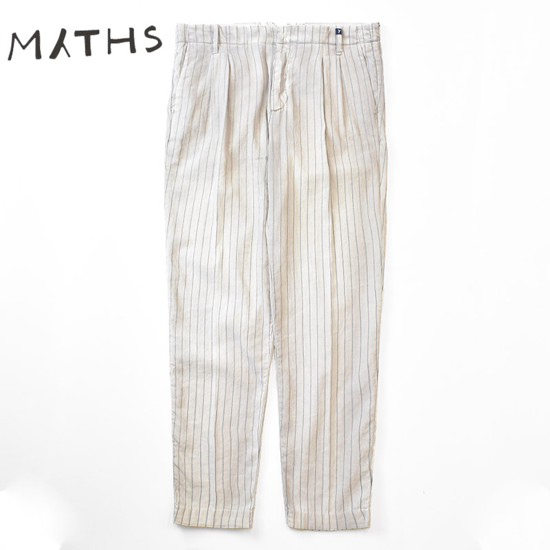 60%OFF】MYTHS Linen cotton 1Pleat stripe pants ミース リネン 60%OFF】MYTHS Linen cotton 1Pleat stripe pants ミース リネン