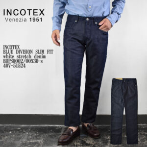 INCOTEX インコテックス BLUE DIVISION SLIM FIT Cotton Linen denim 6.75oz BDPS0003F/002627-W-1 407-51542 ウォッシュド ストレッチ デニム