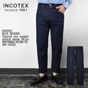 INCOTEX インコテックス BLUE DIVISION Tapered one washed stretch denim 10.7oz BDPT0002/01190-W1 407-51555 ワンウォッシュデニム テーパード ストレッチデニム