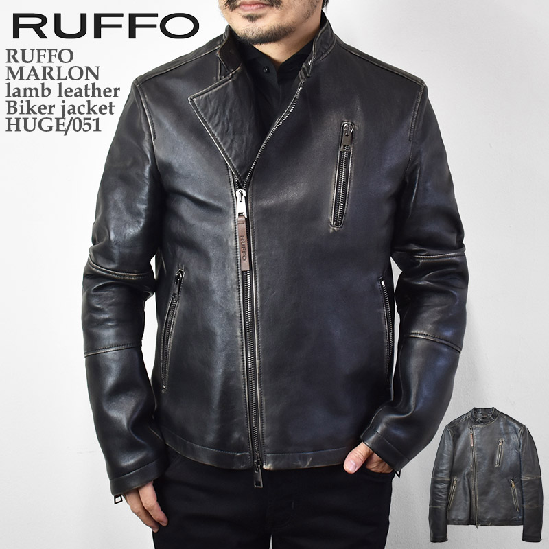 RUFFO ルッフォ MARLON lamb leather Biker jacket HUGE/051 マーロン