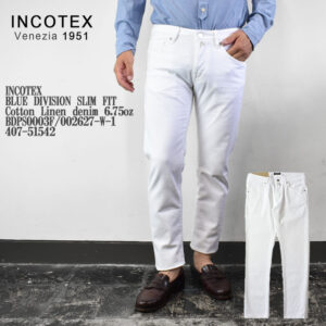 INCOTEX インコテックス BLUE DIVISION SLIM FIT white stretch denim BDPS0002/00530-s  407-51524 ホワイト スリムフィット ウォッシュド ストレッチデニム