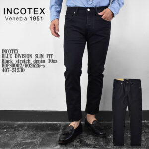 INCOTEX インコテックス BLUE DIVISION ブルー ディヴィジョン SLIM FIT Black stretch denim 10oz BDPS0002/002626-s 407-51530 ブラック スリムフィット ウォッシュド ストレッチデニム